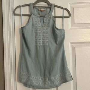 Skies Are Blue Embroided Cotton tank